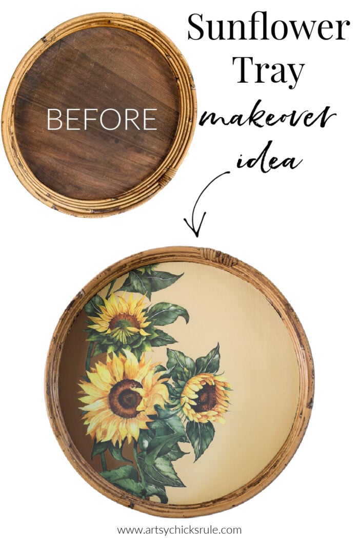 Love sunflowers?? Try this sunflower tray makeover idea!! Perfect for summer and for anyone who loves sunflowers! artsychicksrule.com