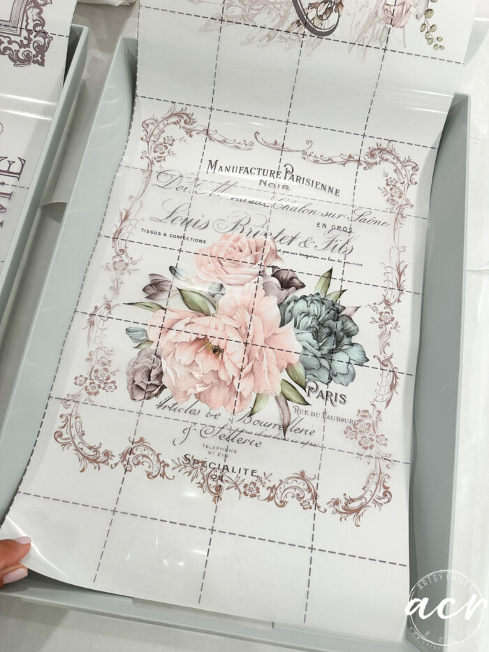 pink floral transfer on tray