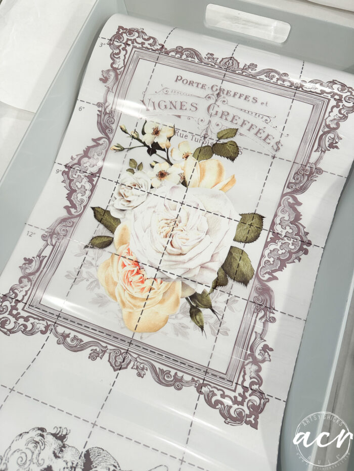 yellow and white floral transfer on tray