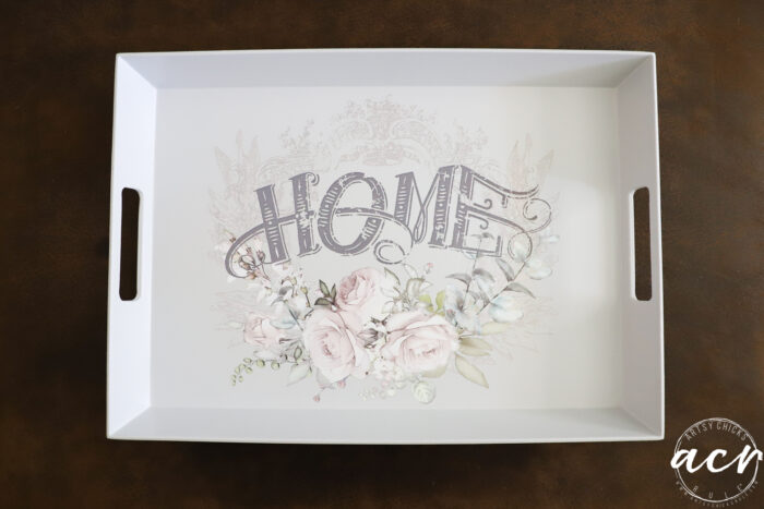 gray tray with home transfer