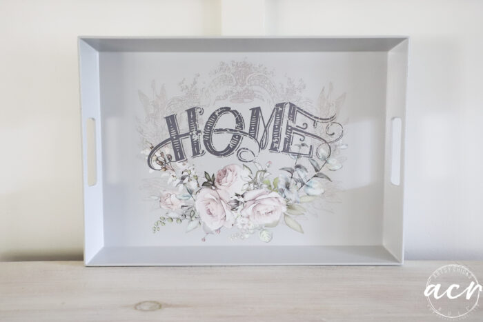 gray tray with home transfer