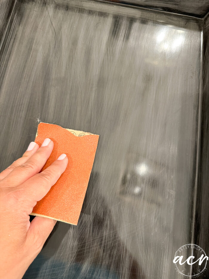 sanding shiny melamine tray