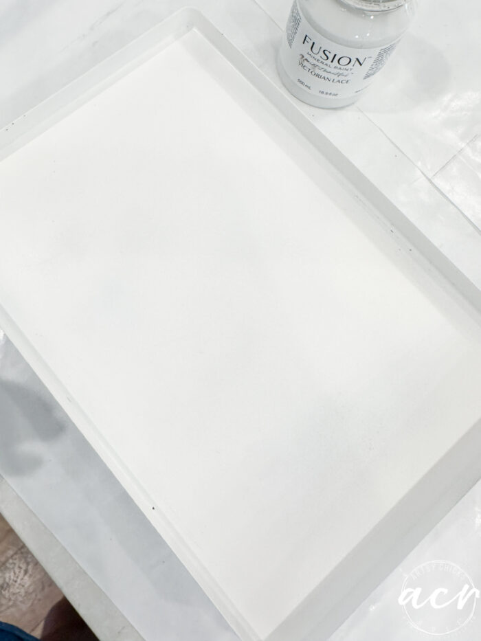 painted white metal tray