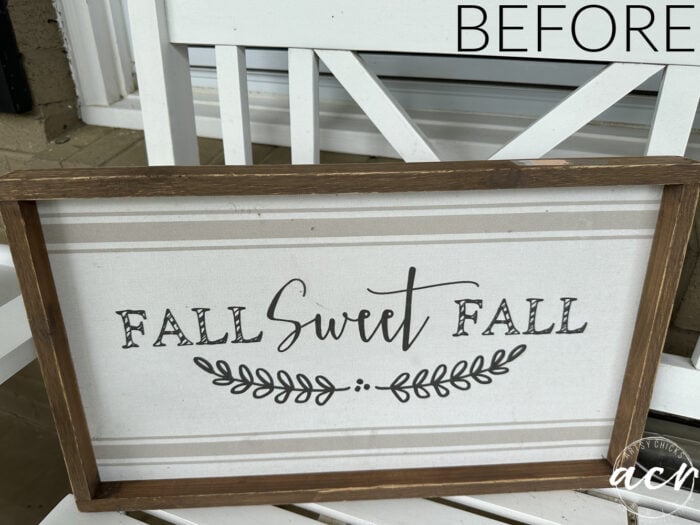 wood stained fall sign before
