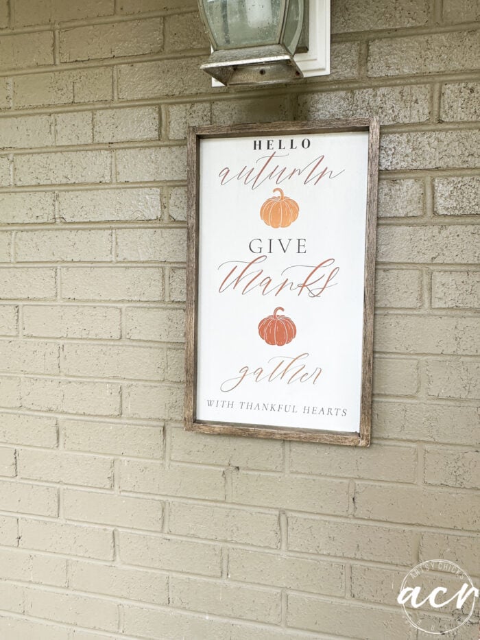 fall sign on brick house