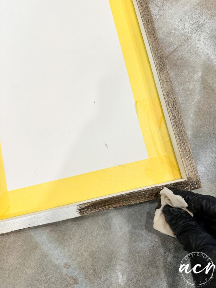 staining white painted frame