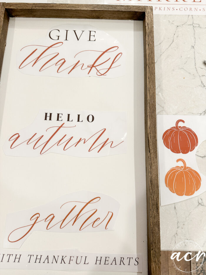 framed sign with transfers