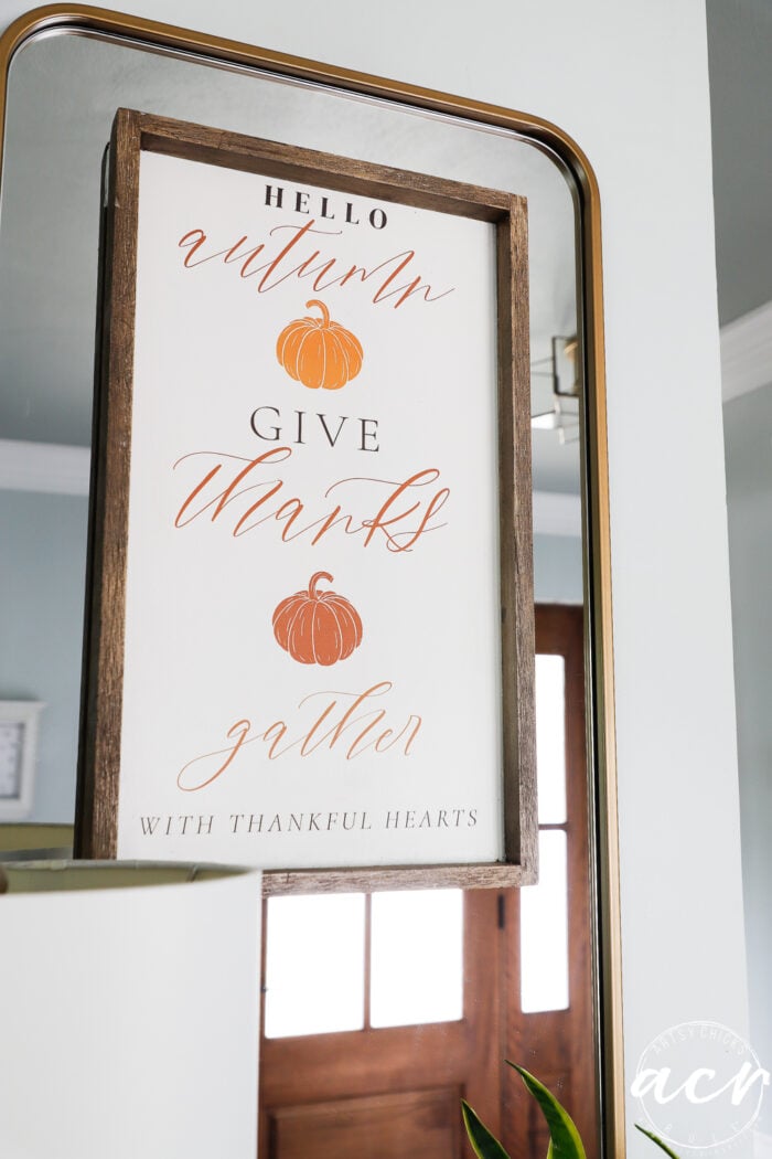 fall sign on mirror