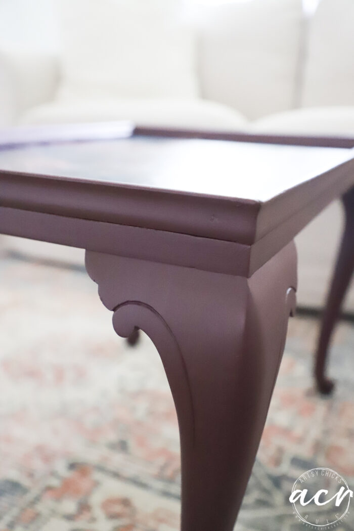 up close of painted table leg
