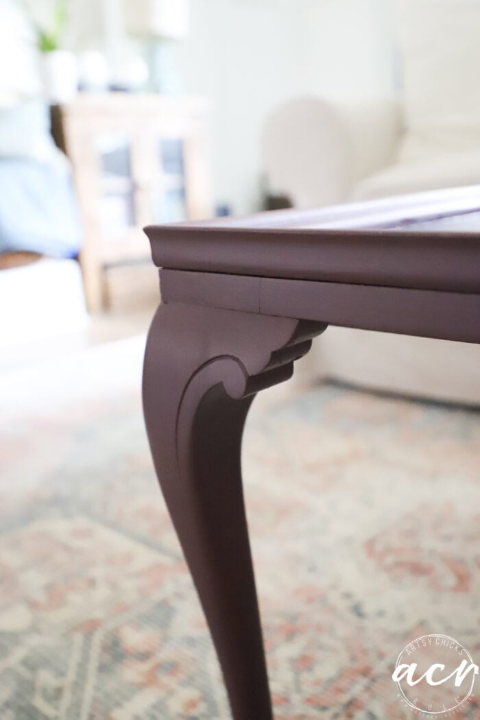 up close of painted table leg