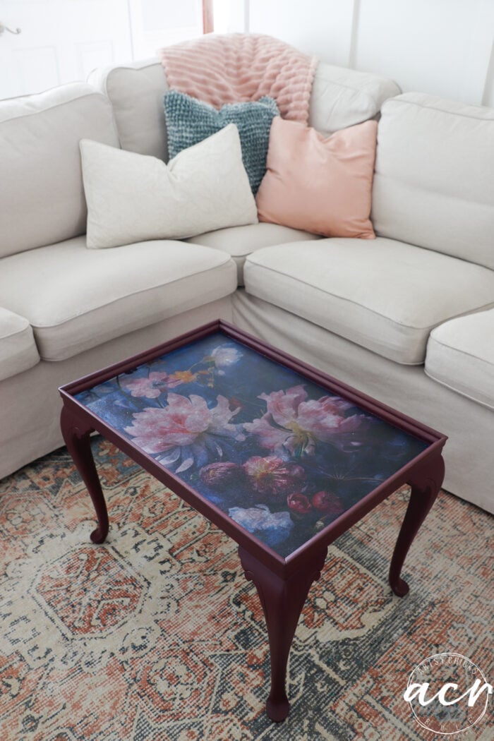 Decoupage Fiber Paper Table Makeover