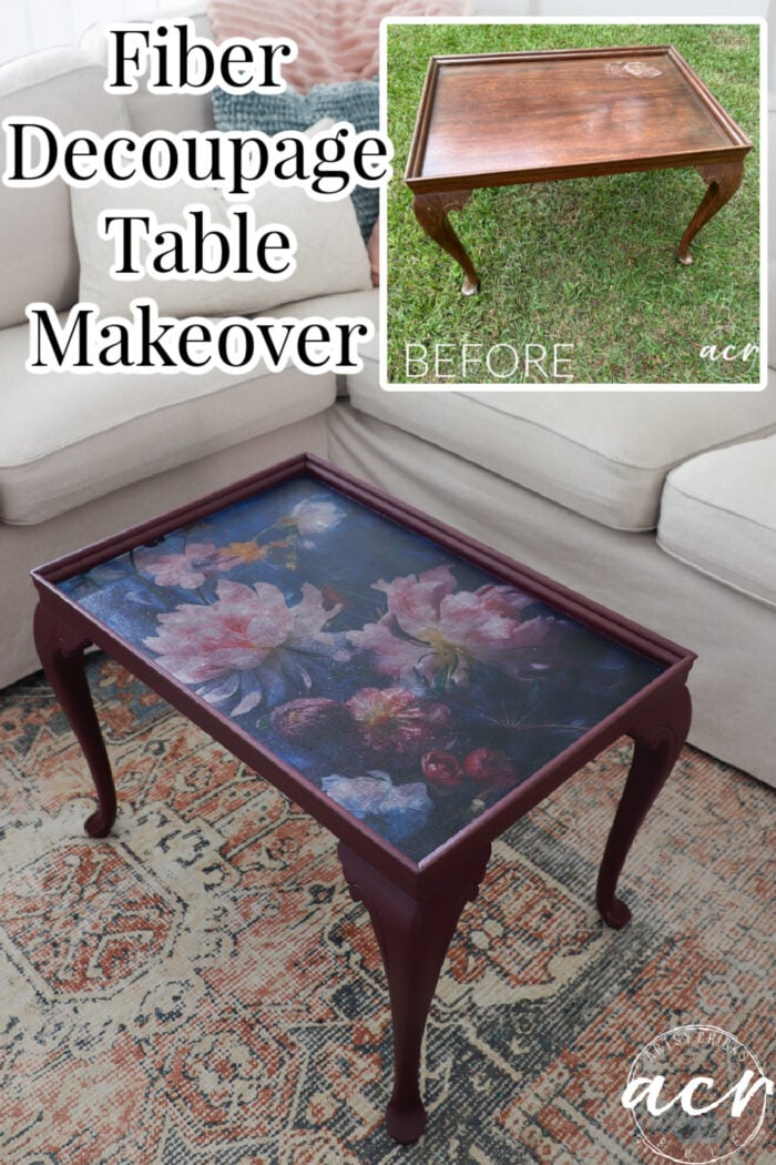 Decoupage Fiber Paper for this old table makeover creates a gorgeous new look! artsychicksrule.com