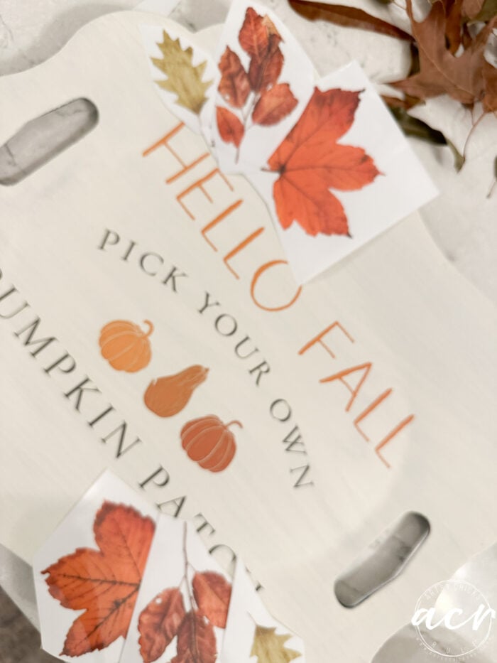 hello fall transfer with leaves transfer on edges