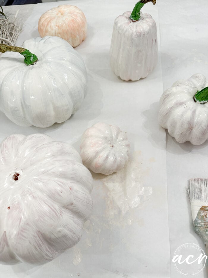 white painted pumpkins