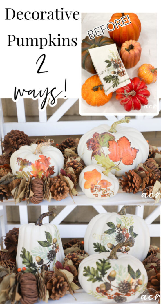 Decoupage pumpkins with napkins...so many pretty designs to choose! Easy and fun to create your own fall decor! artsychicksrule.com