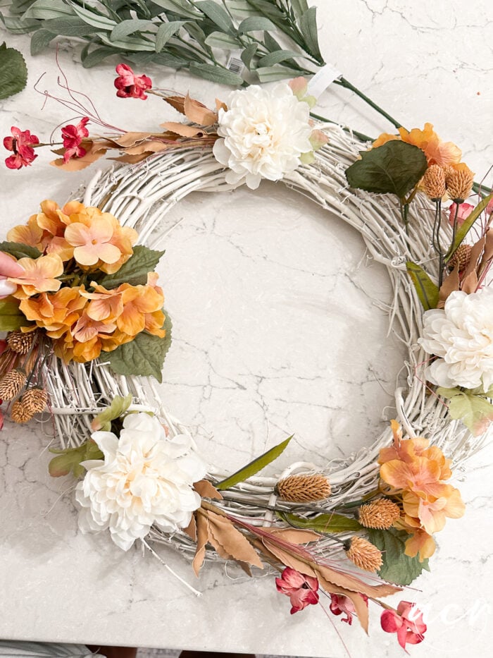 filling in empty areas on wreath