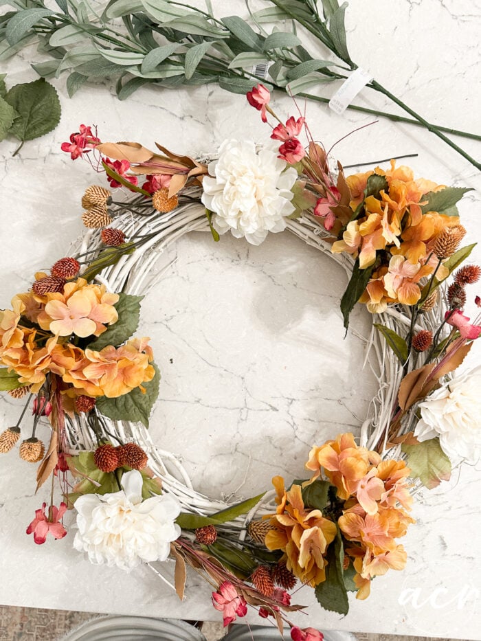 wreath looking almost done but still more needed