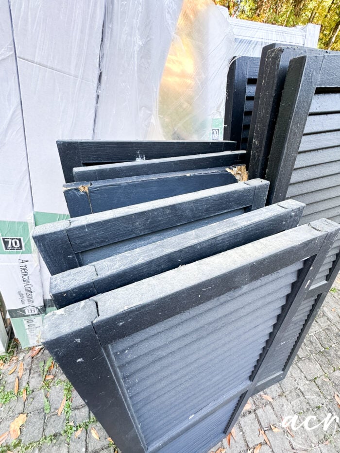old black wood shutters