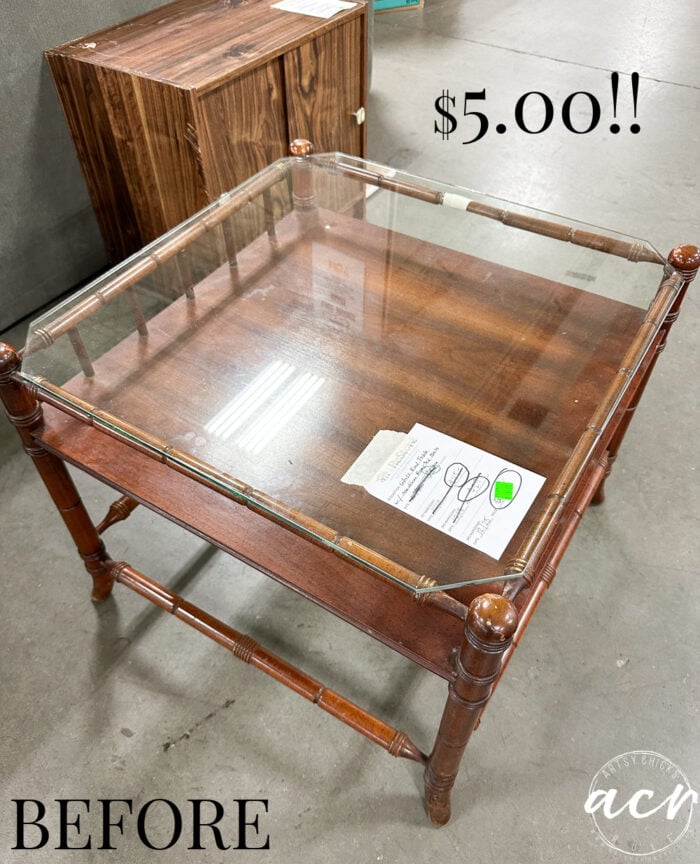 wood table with glass top
