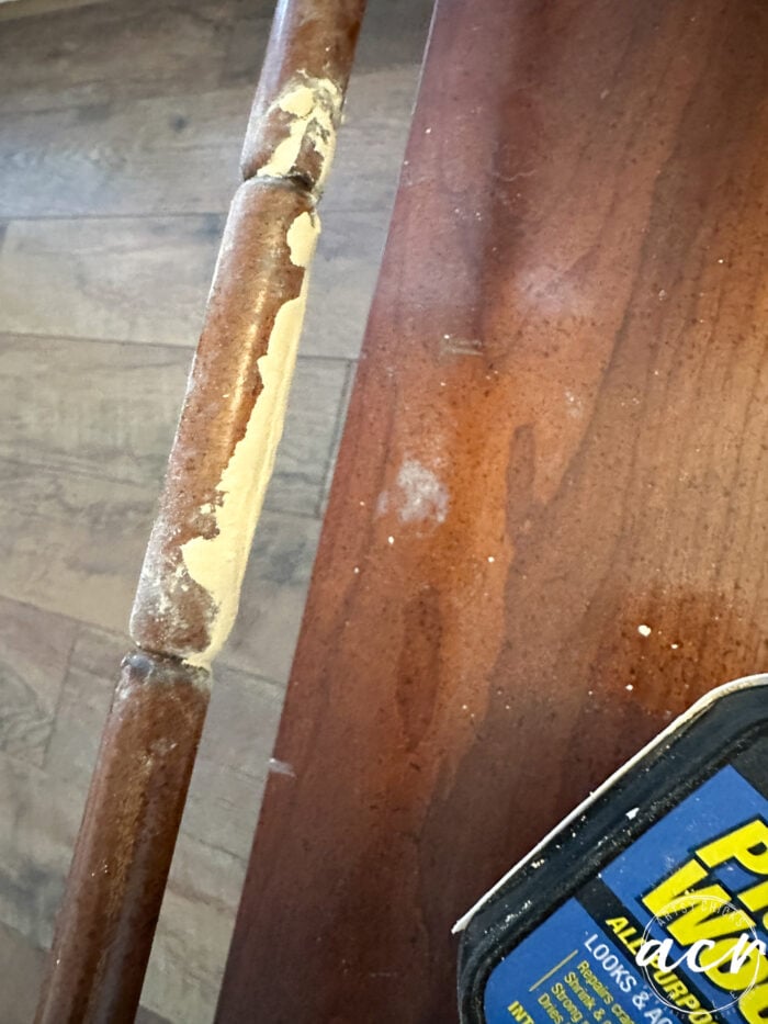 wood putty around broken wood