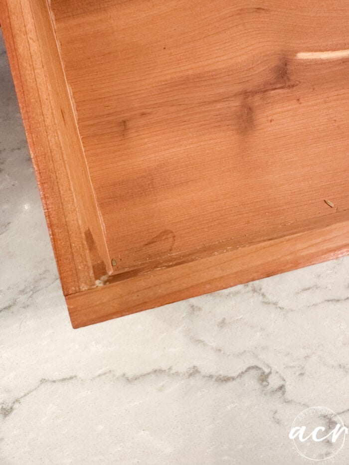 showing corner now glued tight