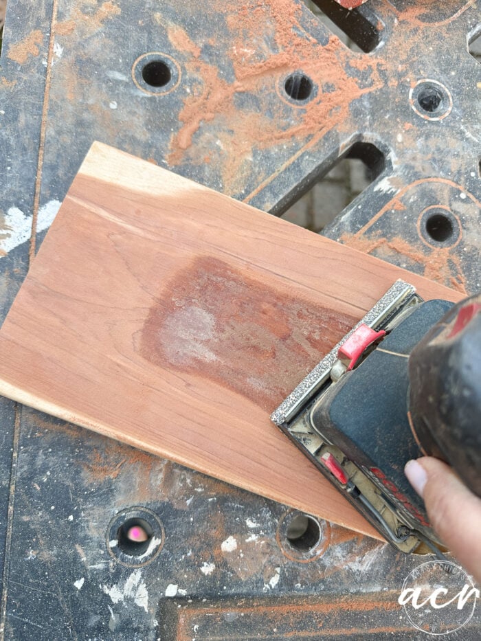 sander on top of wood top