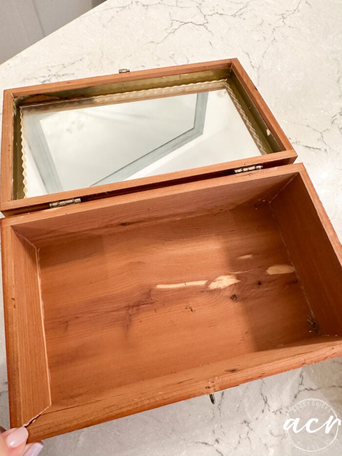 inside of larger cedar box