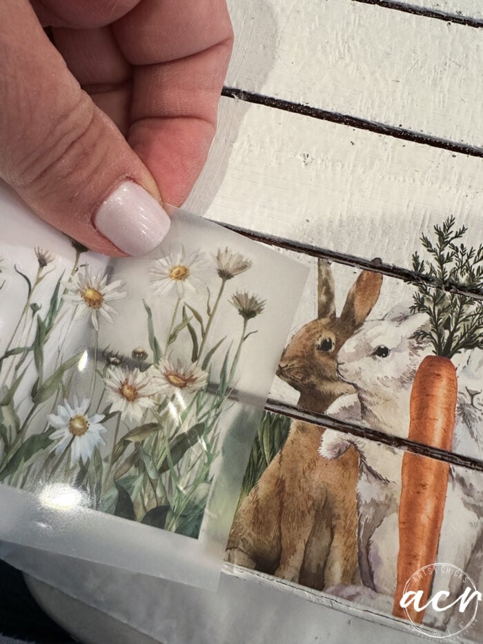 bunny transfers on wood box