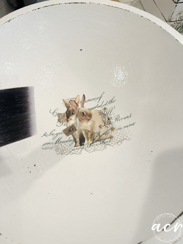 applying topcoat to inside of bowl