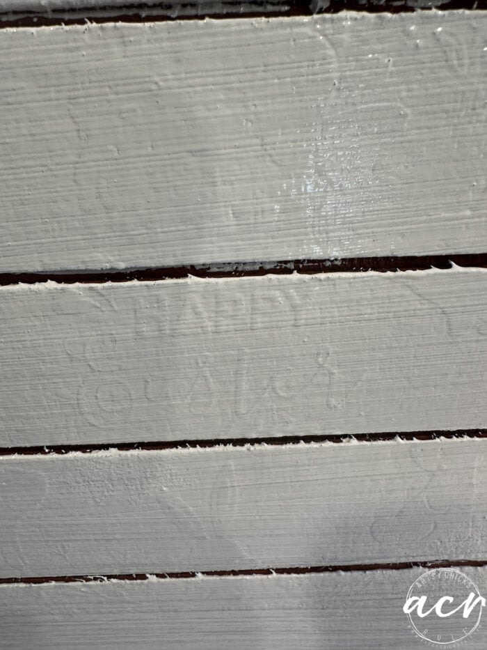 paint over side of crate that said happy easter