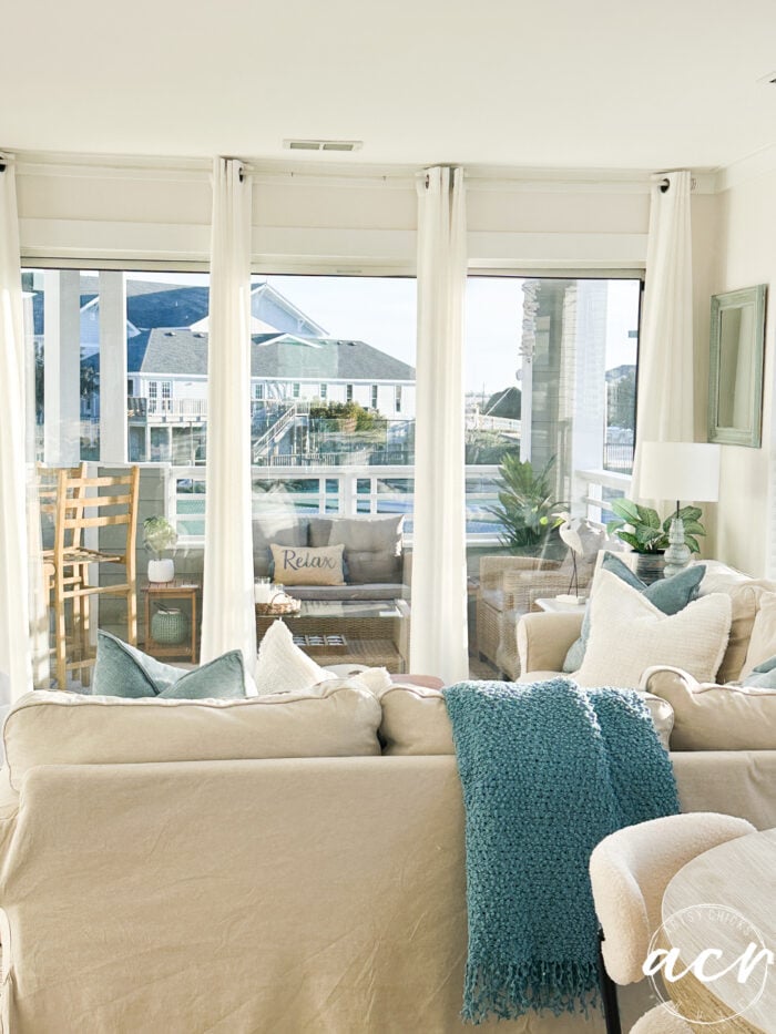 looking out window in living area