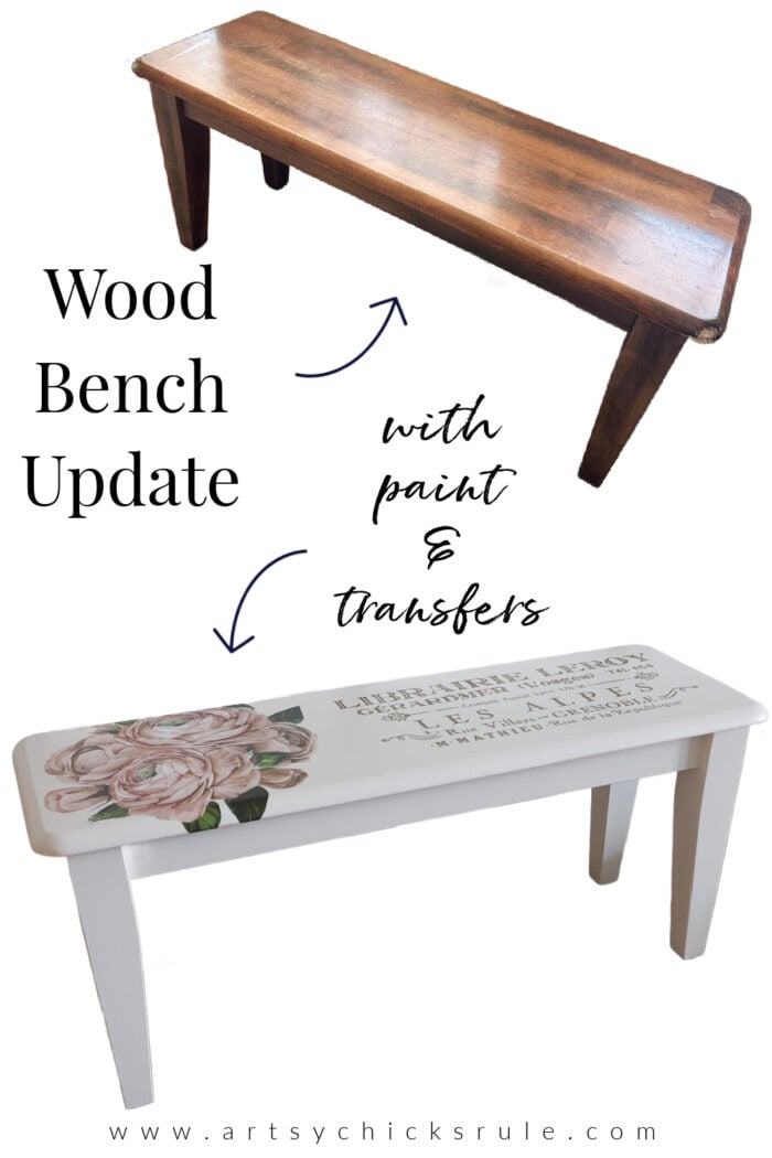 ¡Esta dulce actualización de banca de madera fue rápida y fácil con color y bien rediseñados de transferencias! artychicksrule.com
