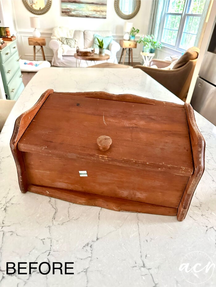 bread box stained wood orange before