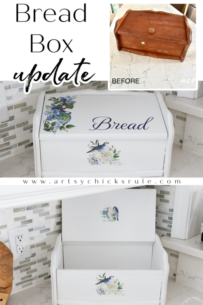 This very dated bread box update is the perfect addition to your kitchen decor! Great place to store bread, baked goods and more! artsychicksrule.com