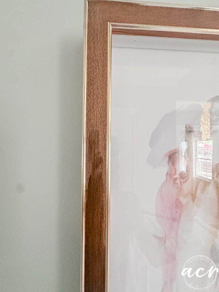 up close of frame with stain