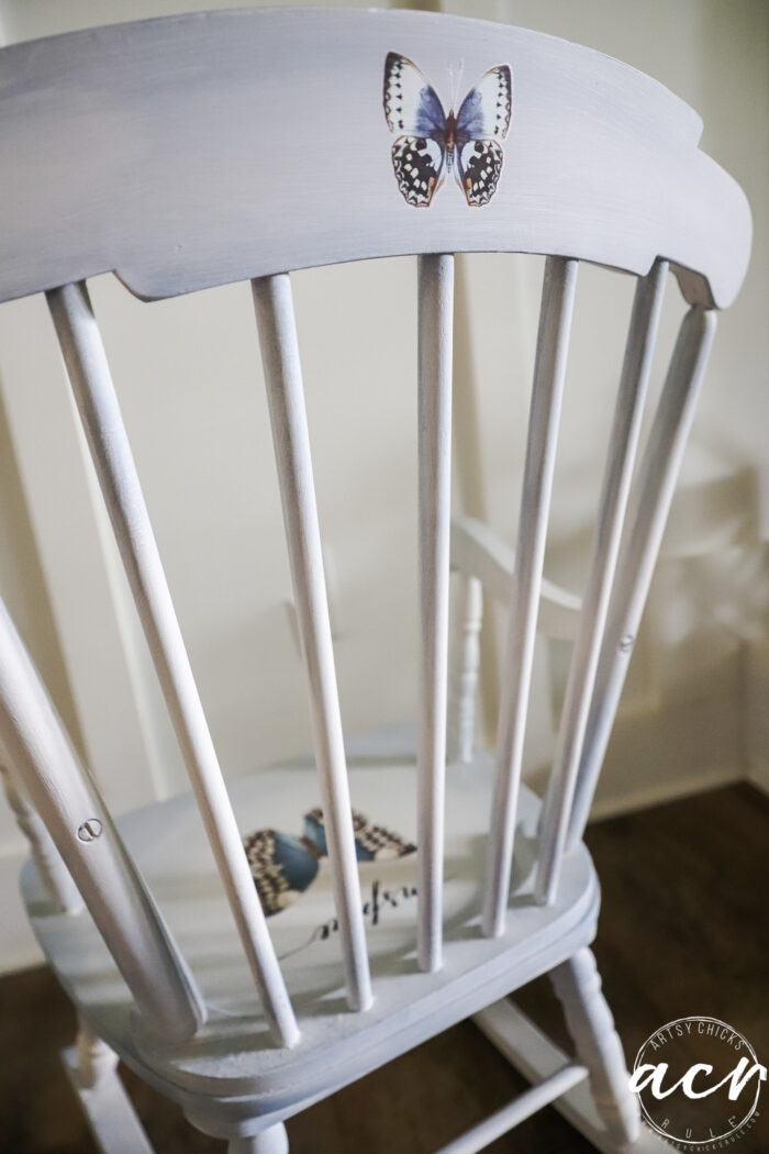 butterfly on top back of rocker