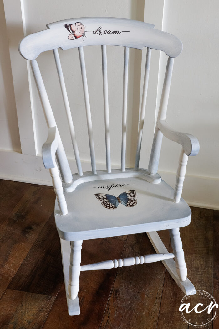 finished rocker with butterflies