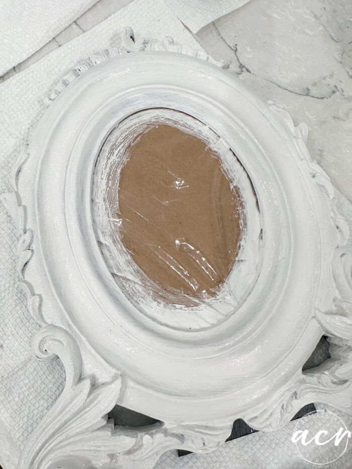 wood frame laying on counter painted white