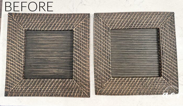 two brown square chargers