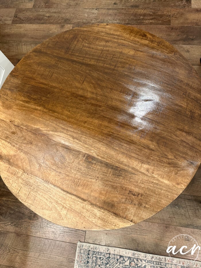 coffee table top half stained