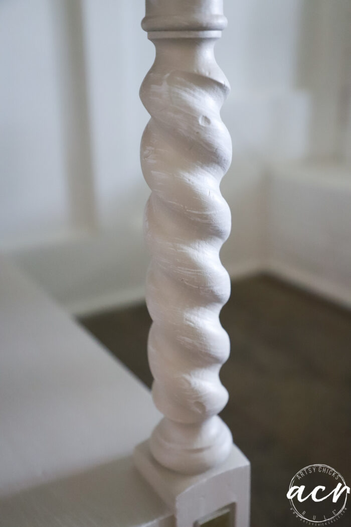 up close of turned leg