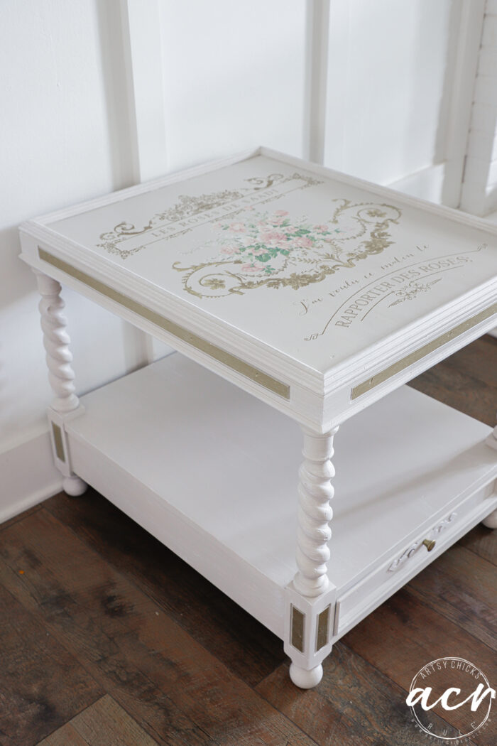 side view of french style table