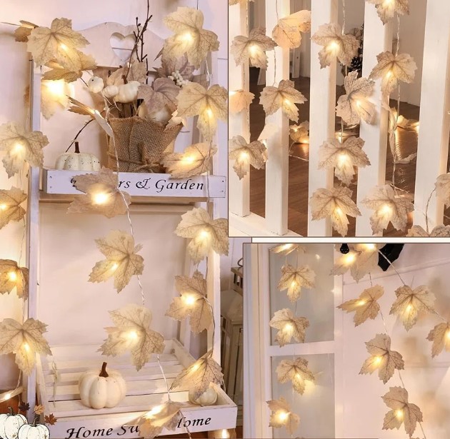 maple and lighted garland