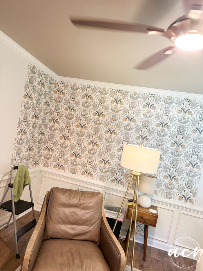 showing progress wallpaper on half of the room