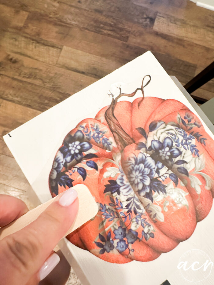 transferring the pumpkin to the board