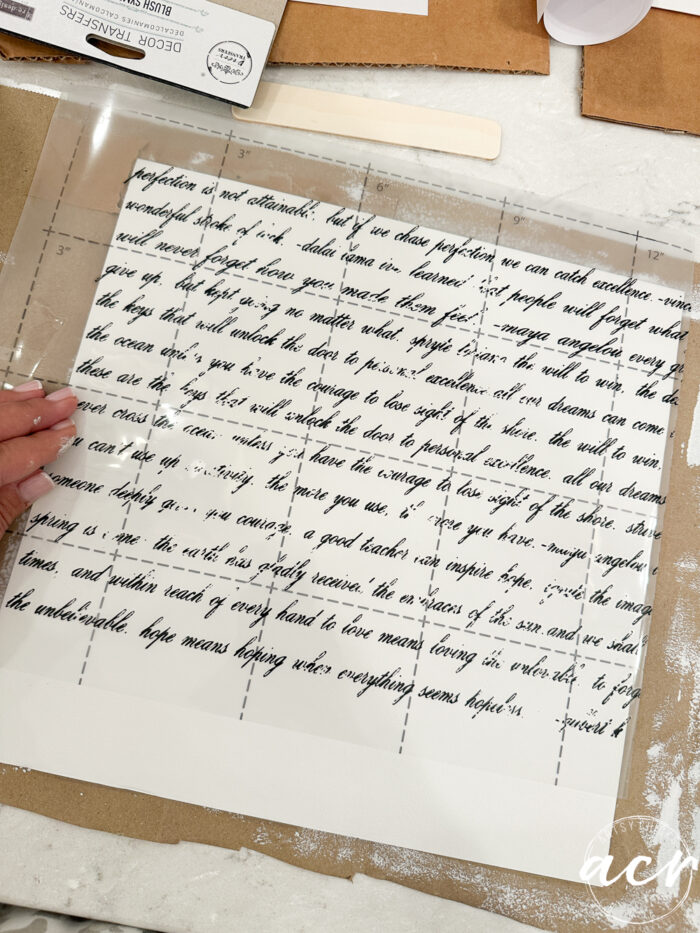 showing the transfer on the print