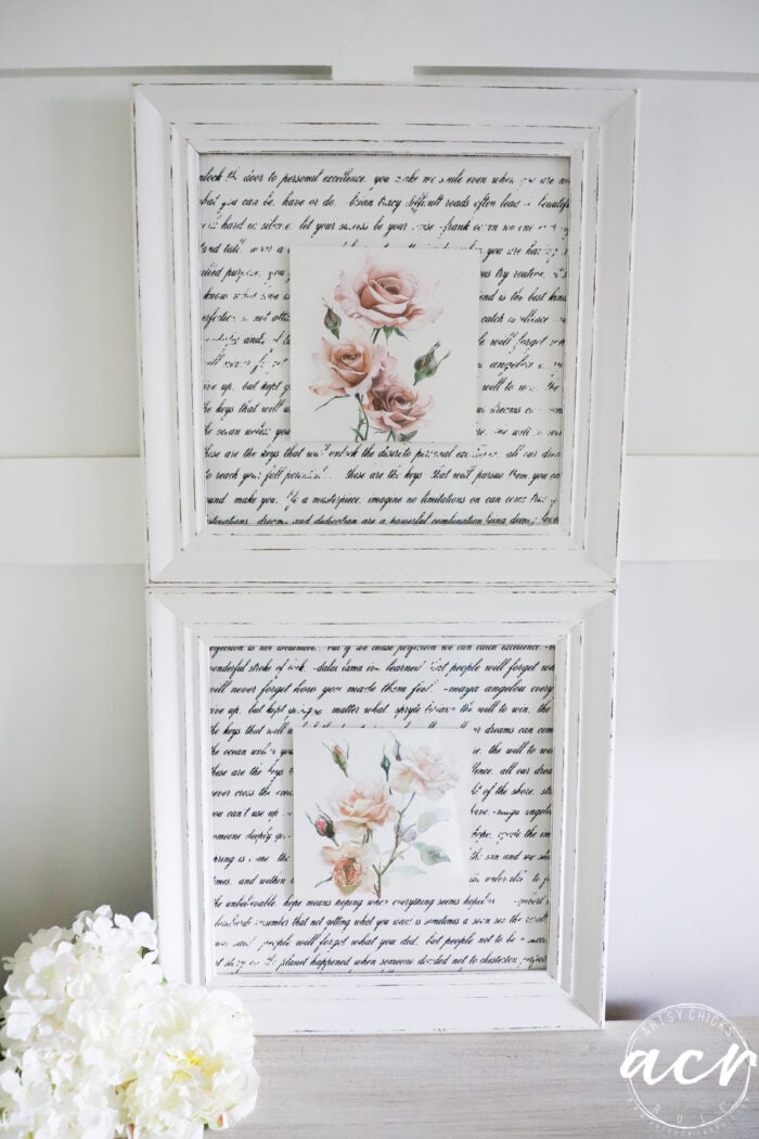 two framed artwork on top of each other