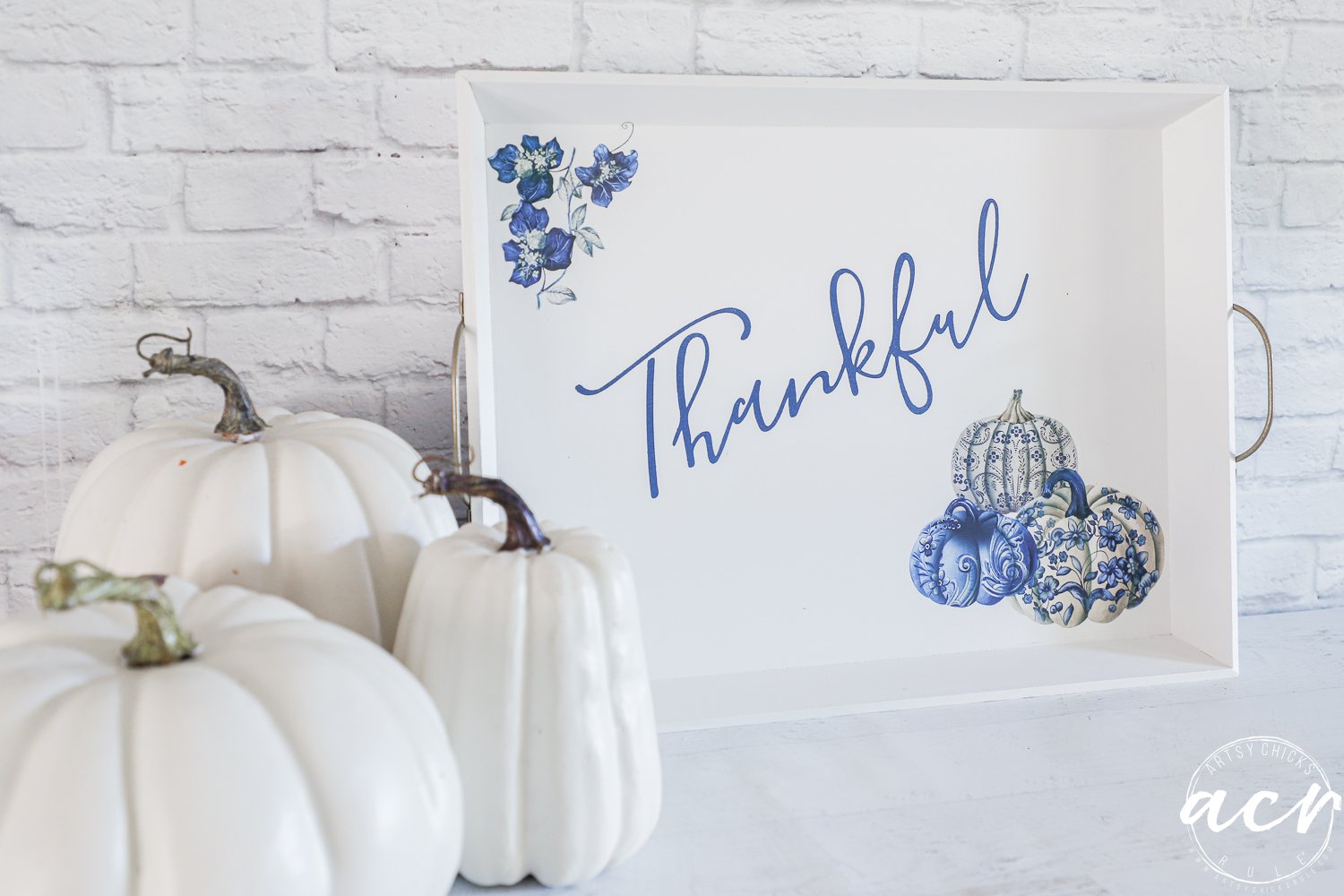 Blue Pumpkins Thankful Tray
