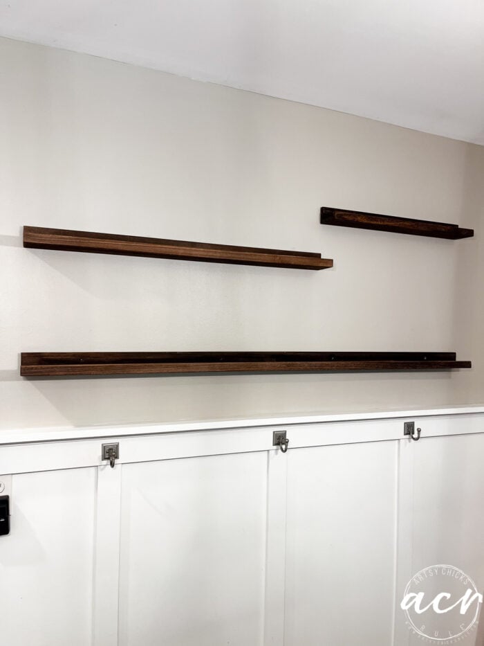 all three shelves are hung on the wall
