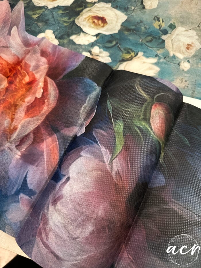 dark tissue paper with pink roses